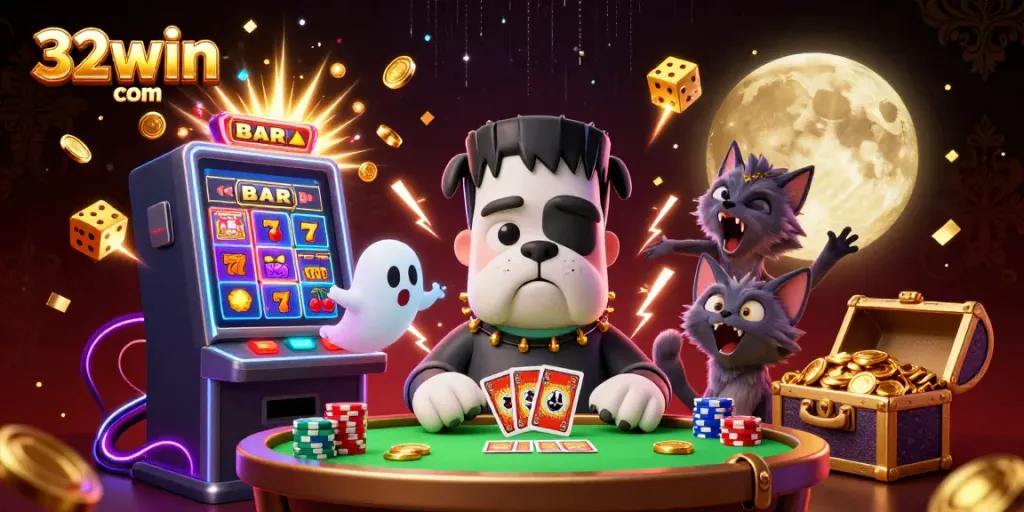 Experience exciting gaming action at 32win com with vibrant, animated casino characters